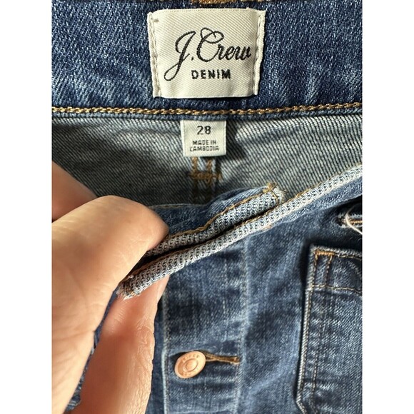 J. CREW DENIM PENCIL SKIRT SZ 28 DARK BLUE KNEE STRETCH COTTON BUTTON UP - Picture 3 of 3